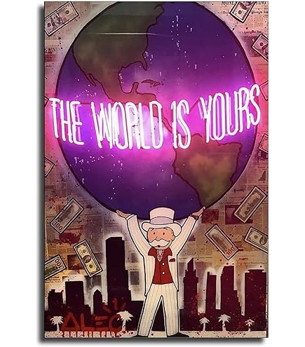 Amazon.com: CJQ ALEC-Monopolys The World is Yours Canvas Art